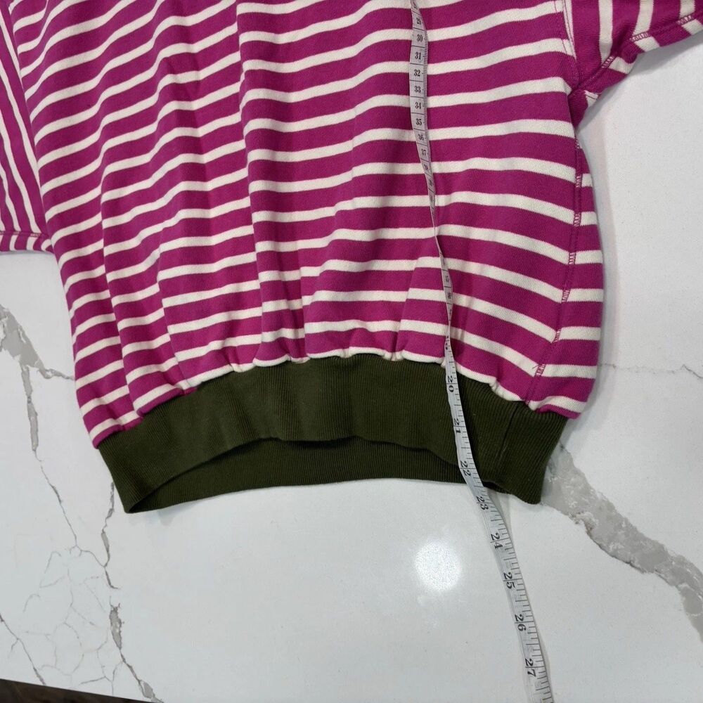 Pilcro Sweatshirt Womens Size Small Niki Bubble Anthropologie Pink Green Stripe - Picture 3 of 6